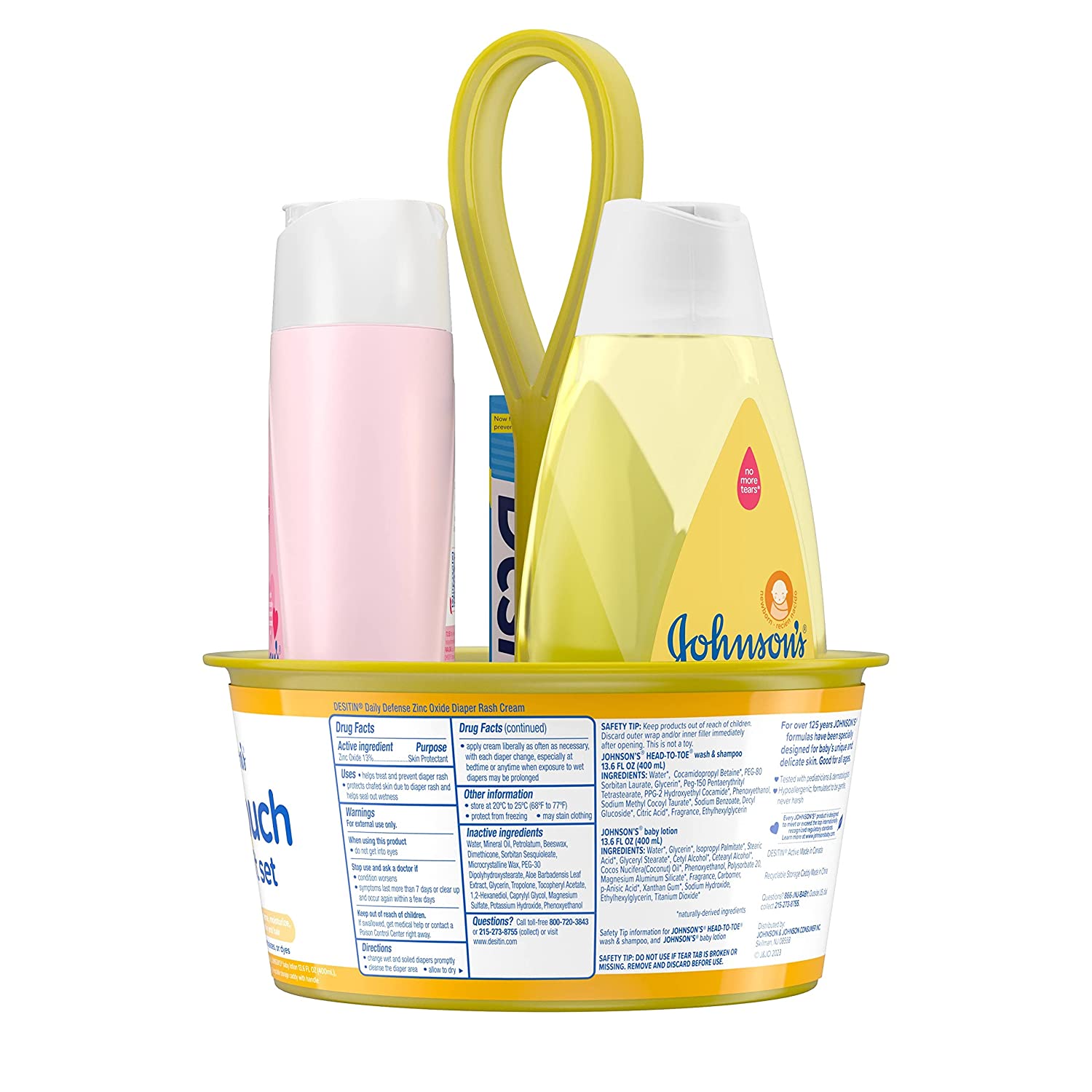 Johnson's Bath Discovery Gift Set for Parents-to-Be, Caddy with Baby Bath Time & Skin Care Essentials, Bath Kit Includes Baby Body Wash, Shampoo, Wipes, Lotion & Diaper Rash Cream, 7 Items - Image 6